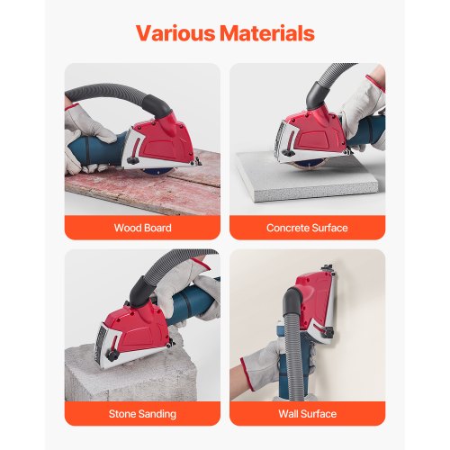 VEVOR Okap do odsysania Szlifierka kątowa 6 tarcz zaciskowych Kompatybilna z 100-125 mm Czerwona