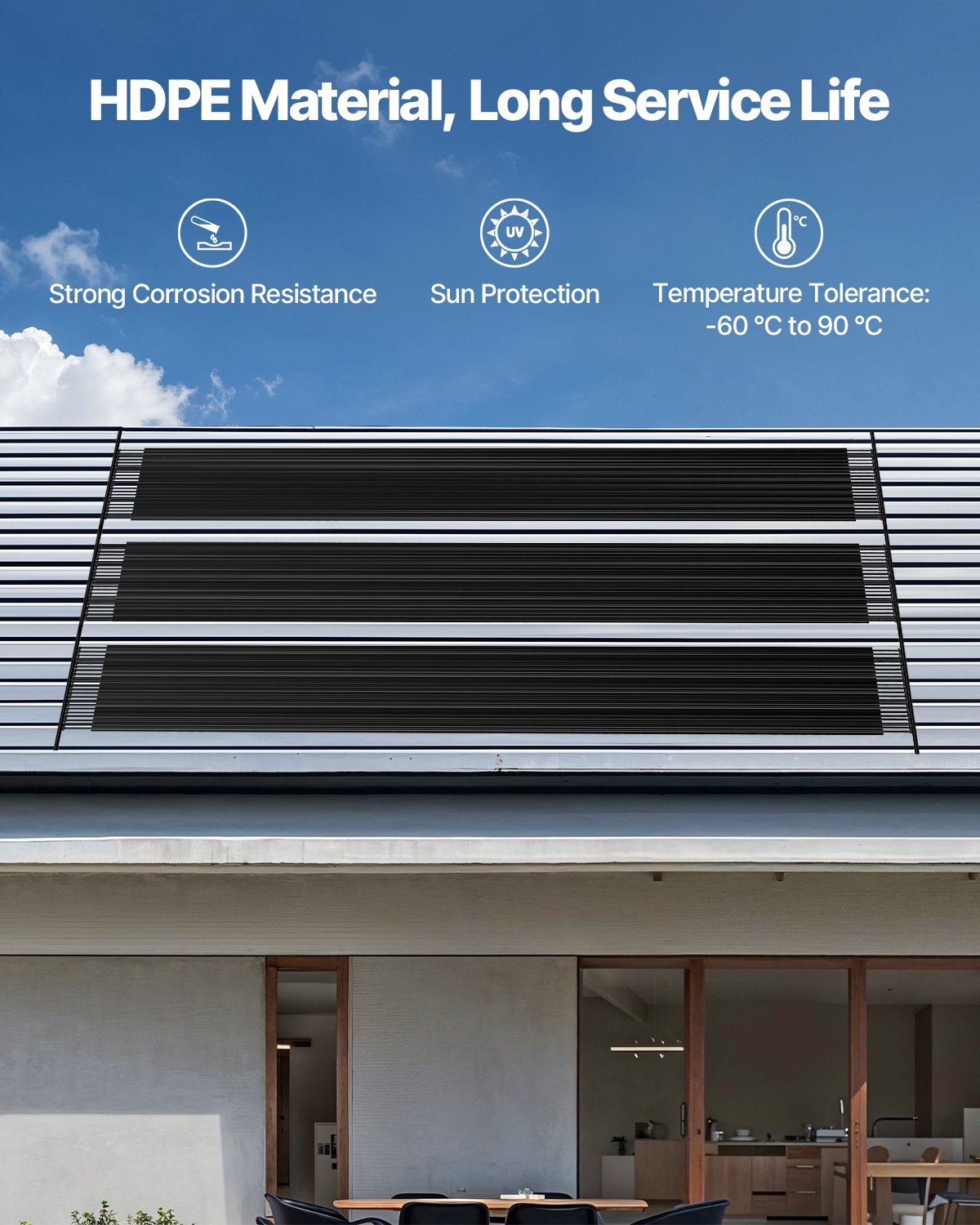 VEVOR Solarny podgrzewacz basenowy, 1235 x 7340 mm, system ogrzewania basenu HDPE, z kompletnym wyposażeniem, panel solarny do basenu, podnosi temperaturę wody, do basenów naziemnych i podziemnych