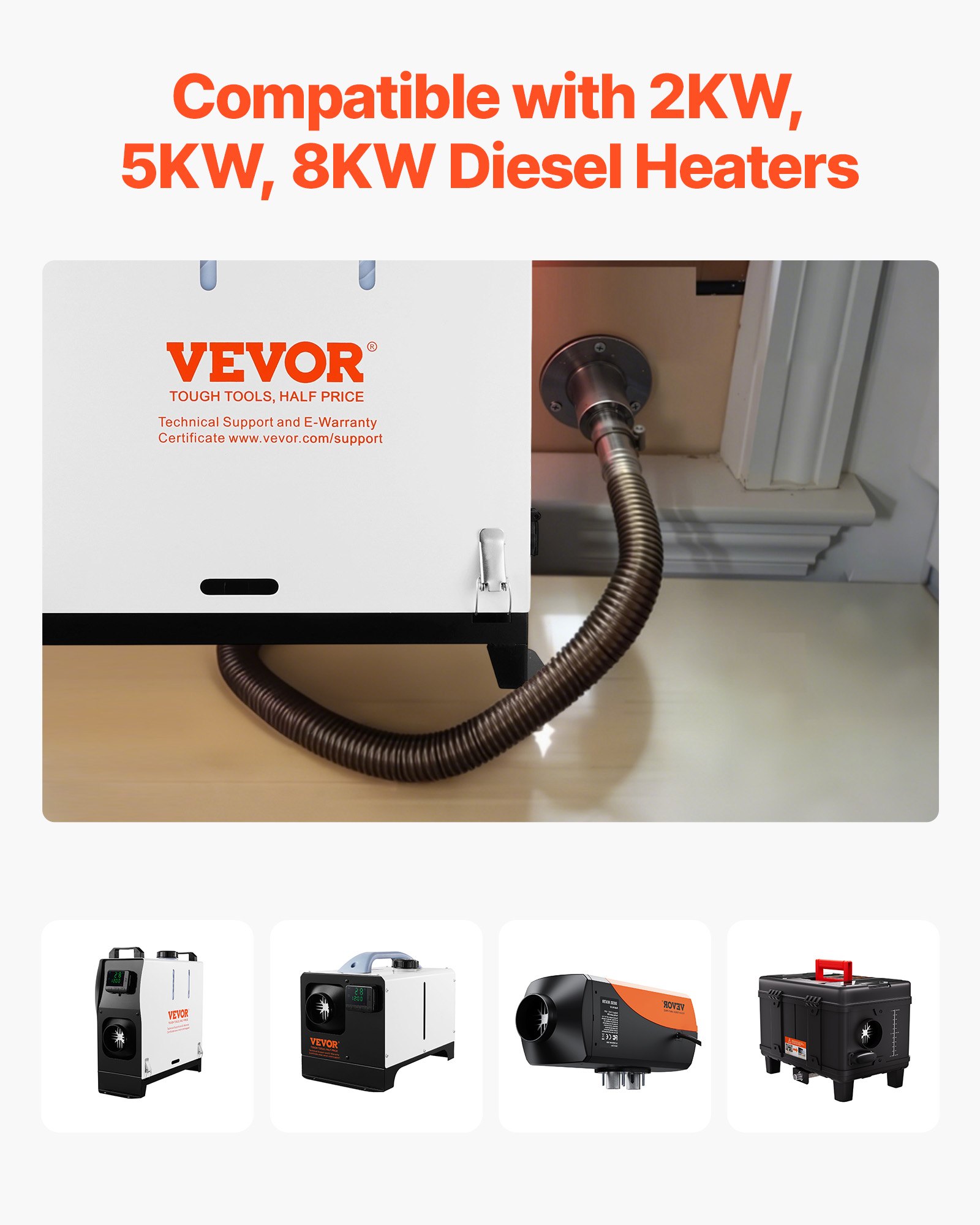 VEVOR, przelotowy element układu wydechowego, 24 mm, wykończenie układu wydechowego ogrzewania postojowego z nakrętkami i śrubami oraz uszczelką, zamienna dysza rury wydechowej kadłuba, stal nierdzewna 316, srebrna