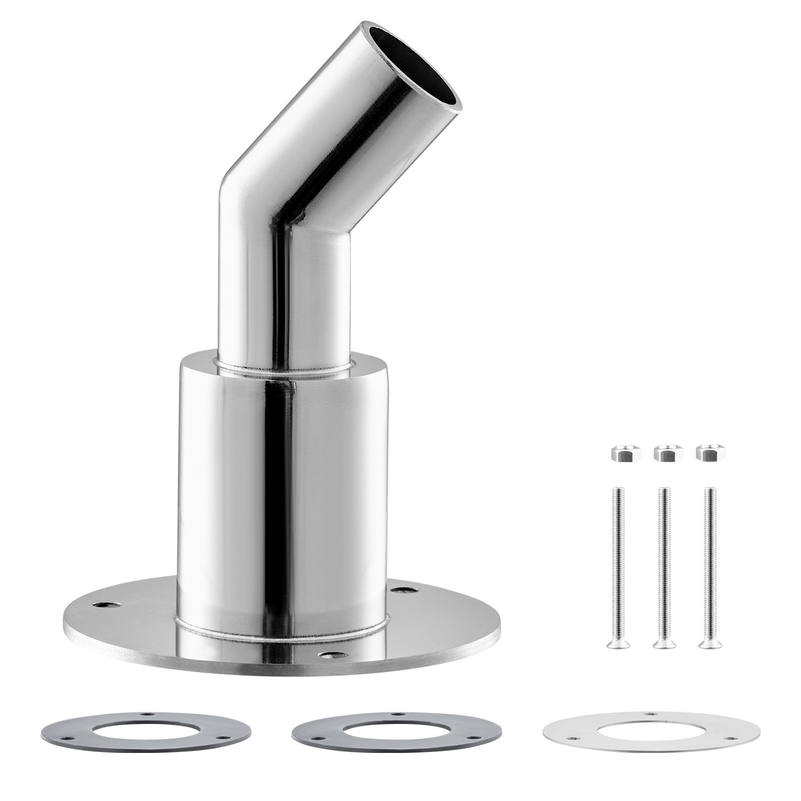 VEVOR Thru Hull Exhaust Skin Fitting, 24mm Diesel Heater Exhaust Skin Fitting, Elbow Hull Exhausts Pipe Socket Replacement with Screw, Nuts & Gasket for 2KW 5KW 8KW Diesel Heaters, 316 Stainless Steel