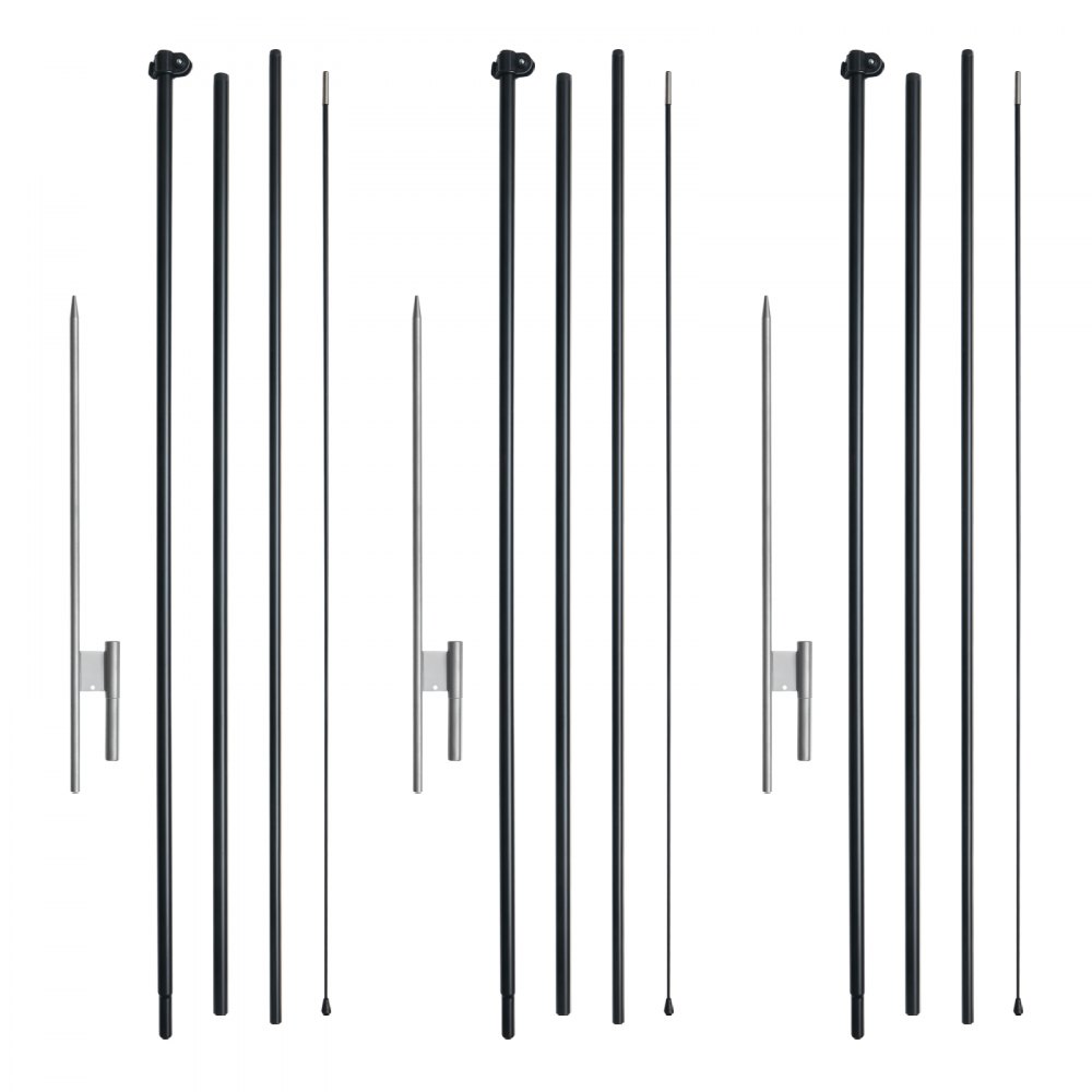 VEVOR Feather Flagpole Set, 3-Pack Swooper Flagpoles 5 m, Sign Flagpoles for Outdoor Business Advertising Flags, with Ground Stakes and Carrying Bag (Flag Not Included)