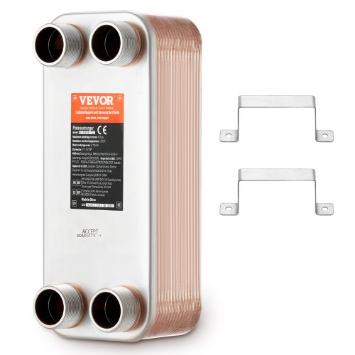 Wymiennik ciepła VEVOR, 127 x 305 mm, 30 płyt, lutowany płytowy wymiennik ciepła, miedź/stal nierdzewna 316L, wymiennik ciepła woda-woda do ogrzewania podłogowego, podgrzewania wody użytkowej, topienia śniegu, chłodzenia piwa