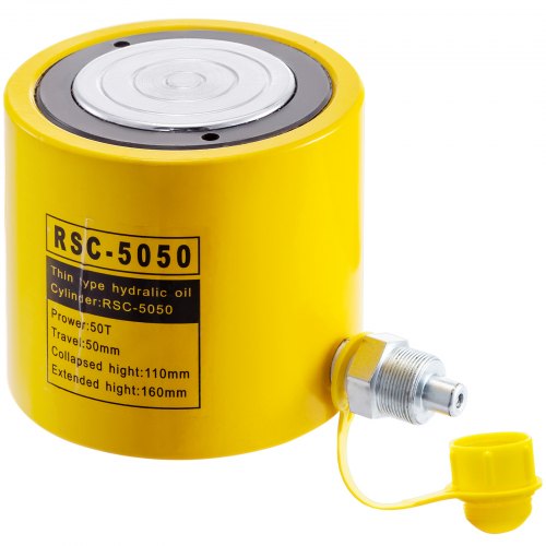 Podnośnik hydrauliczny jednostronnego działania VEVOR 50T o skoku 50 mm, żółty