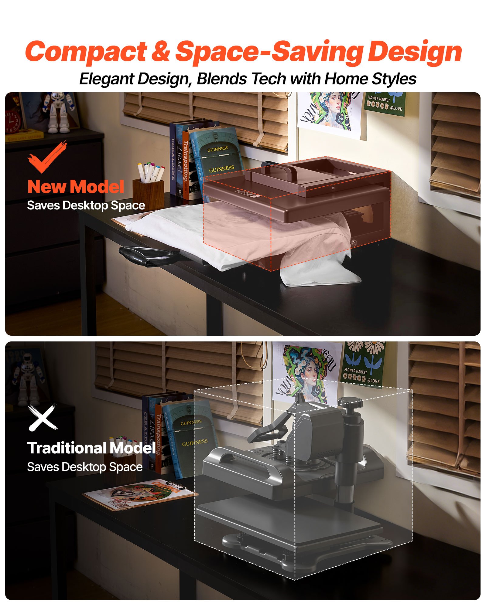 Prasa transferowa VEVOR 38 x 38 cm 5 w 1 wielofunkcyjna, szybkie i równomierne nagrzewanie, prasa do sublimacji na gorąco, prasa termiczna do koszulek/kubków/filiżanek/czapek/talerzy, czarna