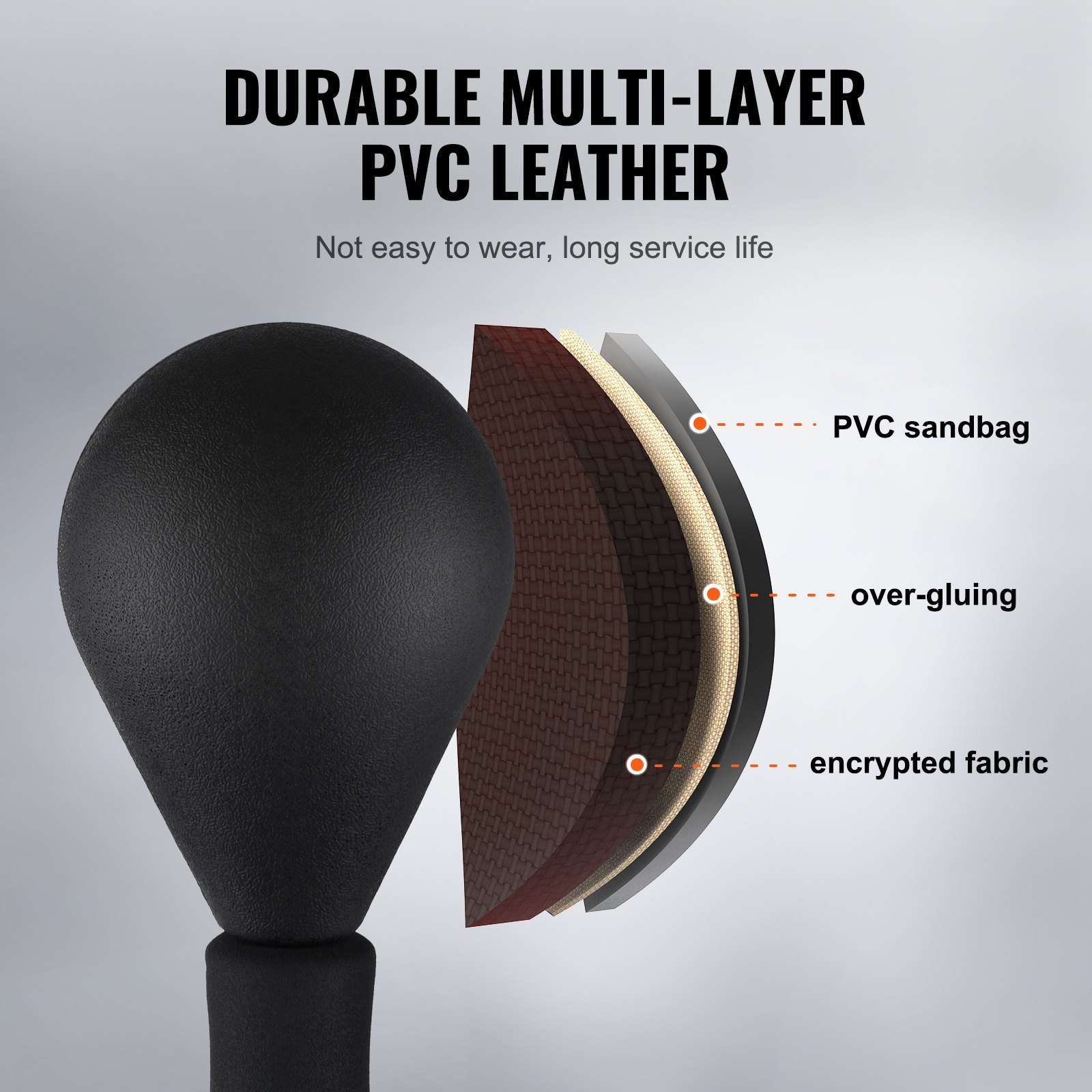 VEVOR Worek bokserski o wysokości 154 cm, worek bokserski refleksyjny dla młodzieży i dorosłych, zestaw z regulowanym workiem bokserskim, rękawice bokserskie i stojak, worek treningowy, sprzęt bokserski, łagodzenie stresu i fitness