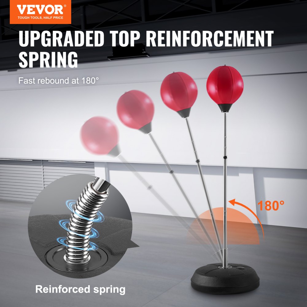 Zestaw worków bokserskich VEVOR, worek refleksyjny dla dzieci i dorosłych, zestaw worków bokserskich z regulacją wysokości, rękawice bokserskie i stojak, worek treningowy do ćwiczeń szybkościowych w domowej siłowni, 43 x 43 x 146 cm