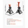 VEVOR Jack Stands, 3 Ton (6,600 lbs) Capacity, 275-415 mm Adjustable Height, Heavy Duty Steel Jack Auto Stands with Double Locking, for Lifting SUV, Pickup, Car, UTV/ATV, 1 Pair, Black and Orange