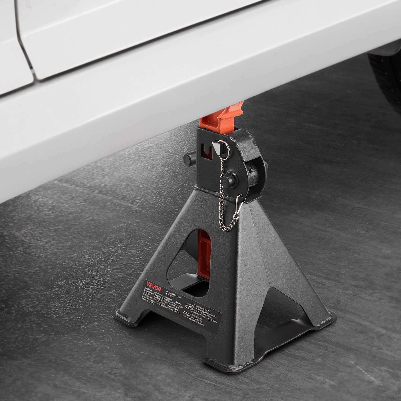 VEVOR Jack Stands, 3 Ton (6,600 lbs) Capacity, 275-415 mm Adjustable Height, Heavy Duty Steel Jack Auto Stands with Double Locking, for Lifting SUV, Pickup, Car, UTV/ATV, 1 Pair, Black and Orange