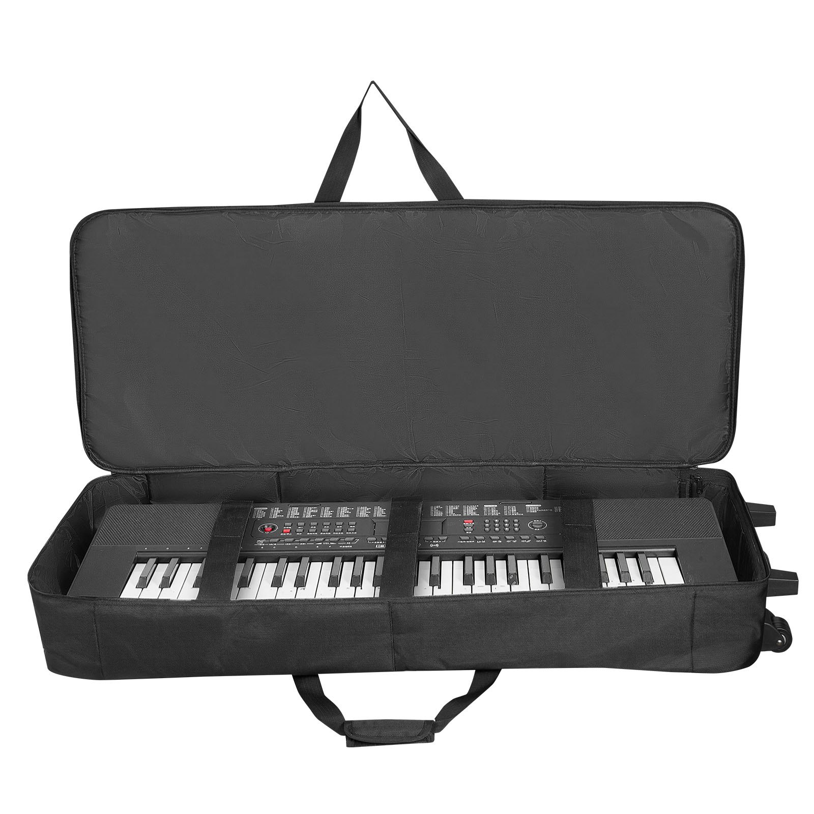 Torba na klawiaturę VEVOR, torba na klawiaturę 88 klawiszy, 1100 x 440 x 180 mm, torba na pianino elektryczne z regulowanymi paskami na ramię, uchwytami do przenoszenia i kółkami, 1680D, wodoodporna i wyściełana do klawiatury