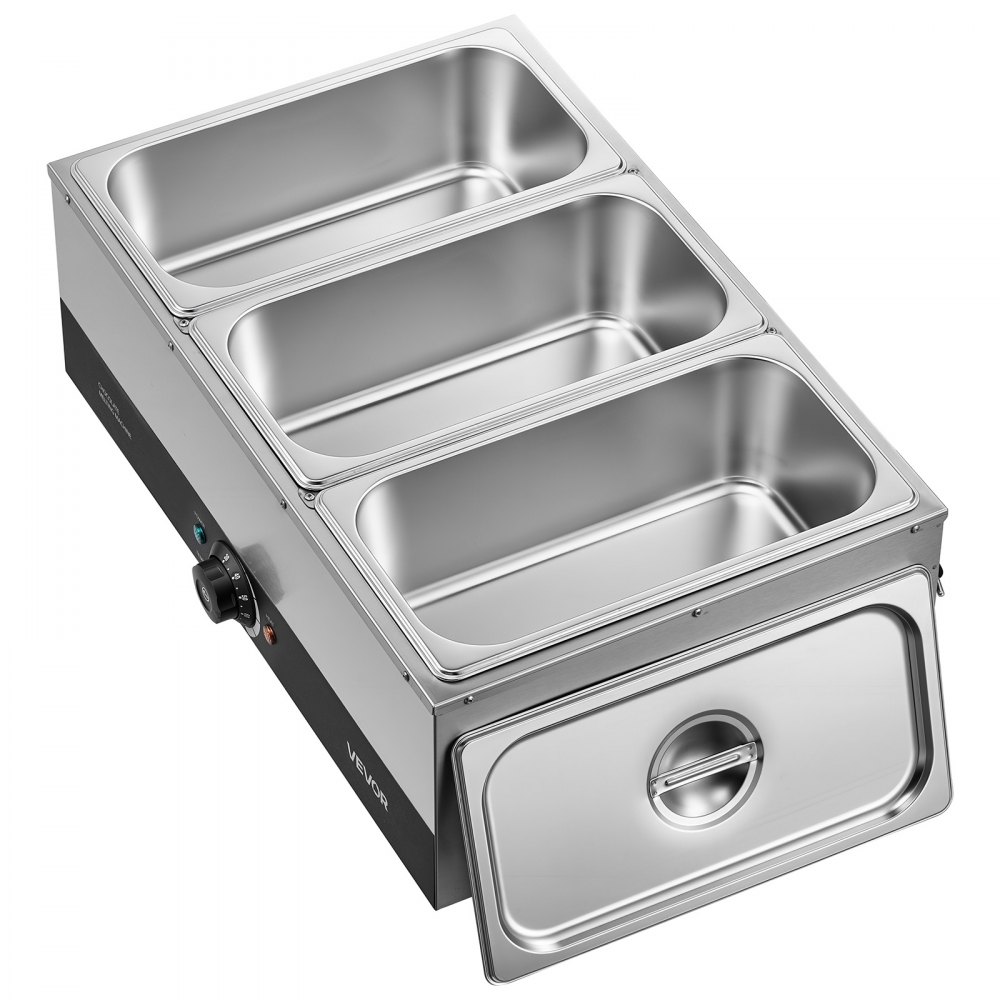Maszyna do topienia czekolady VEVOR z 3 wyjmowanymi pojemnikami ze stali nierdzewnej, 1,2 kW, do piekarni, cukierni i restauracji, z regulacją temperatury 30–85°C, zabezpieczeniem przed pracą na sucho, maszyna do temperowania czekolady