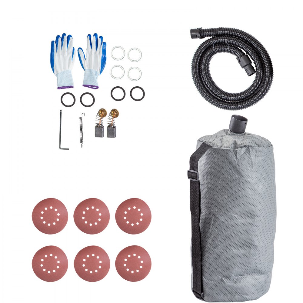 Szlifierka mimośrodowa VEVOR 225 mm, szlifierka mechaniczna 750 W, szlifierka z workiem próżniowym, rękawice, okulary ochronne