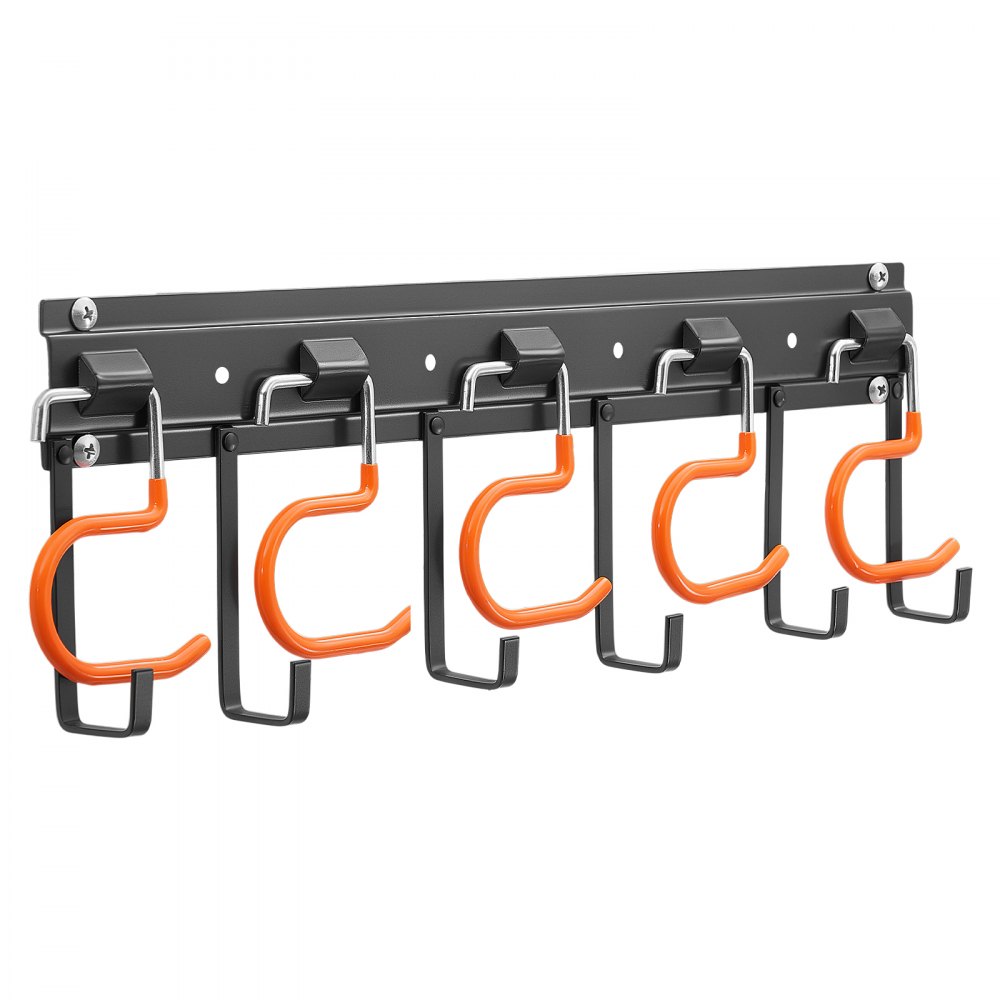 VEVOR Garage Tool Organizer 1727.2 mm 204 kg Wall Mount Garden Tool Rack, Heavy Duty Hanging Storage Organization, 4 Rails with 24 Fixed L-Hooks, 20 Adjustable S-Hooks, for Yard Tools, Shovel, Shed