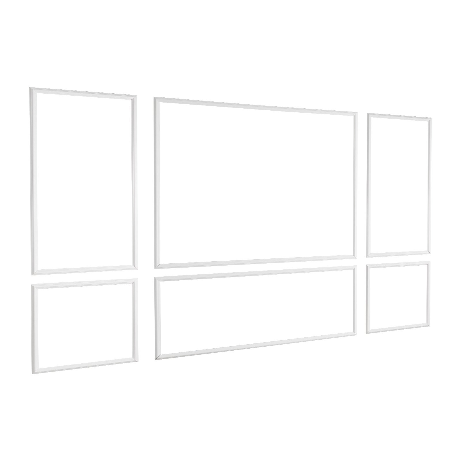 VEVOR Wall Molding 3 Pack, Wainscoting Panels Kit, Lightweight Paintable Polystyrene, Easy to Install Accent Wall Trim for Interior Décor Living Room, Bedroom, Home, White (58x143 + 58x58 cm)