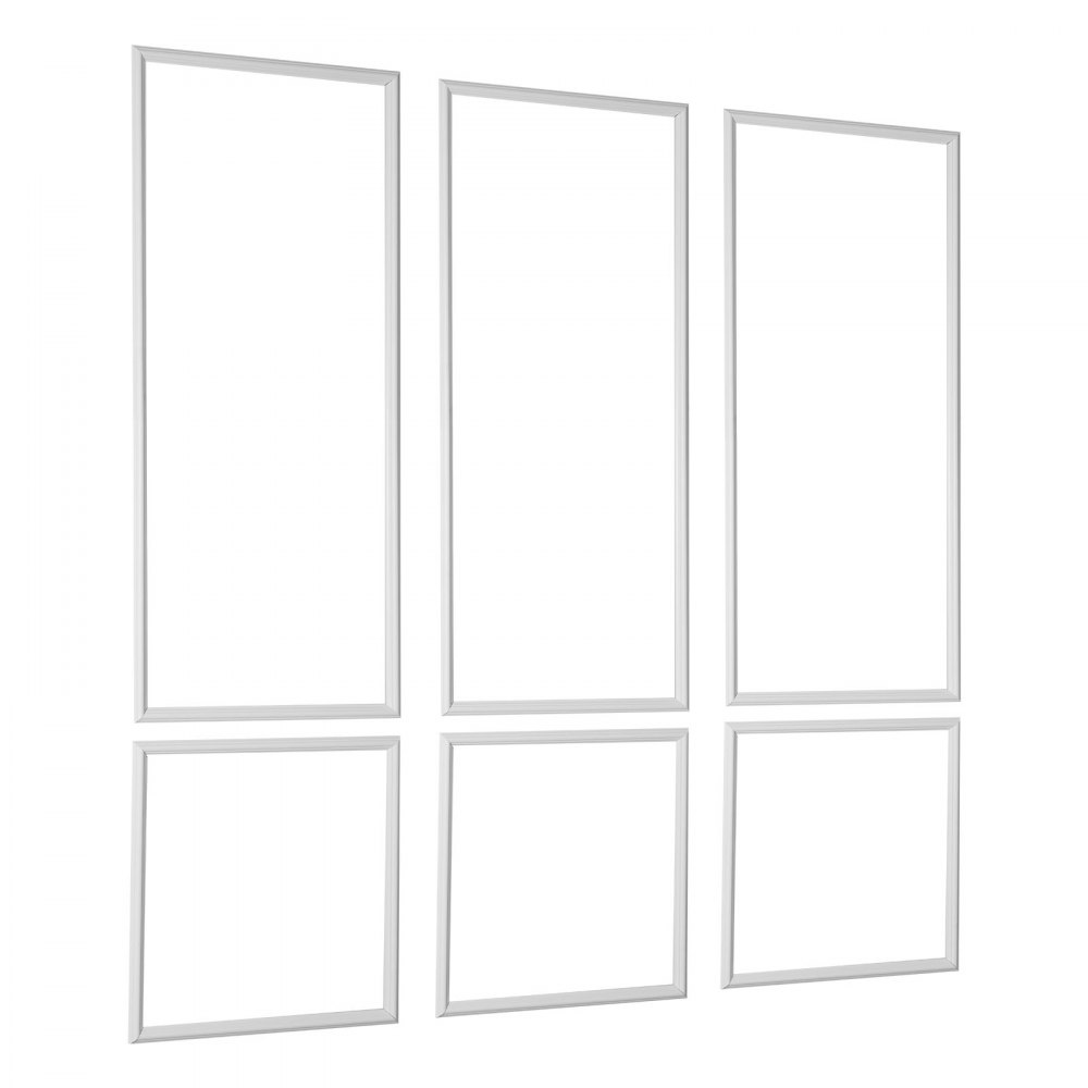 VEVOR Wall Molding 3 Pack, Wainscoting Panels Kit, Lightweight Paintable Polystyrene, Easy to Install, Waterproof Accent Wide Profile Trim for Interior Living Room, Bedroom,White (61x137 + 61x61 cm)