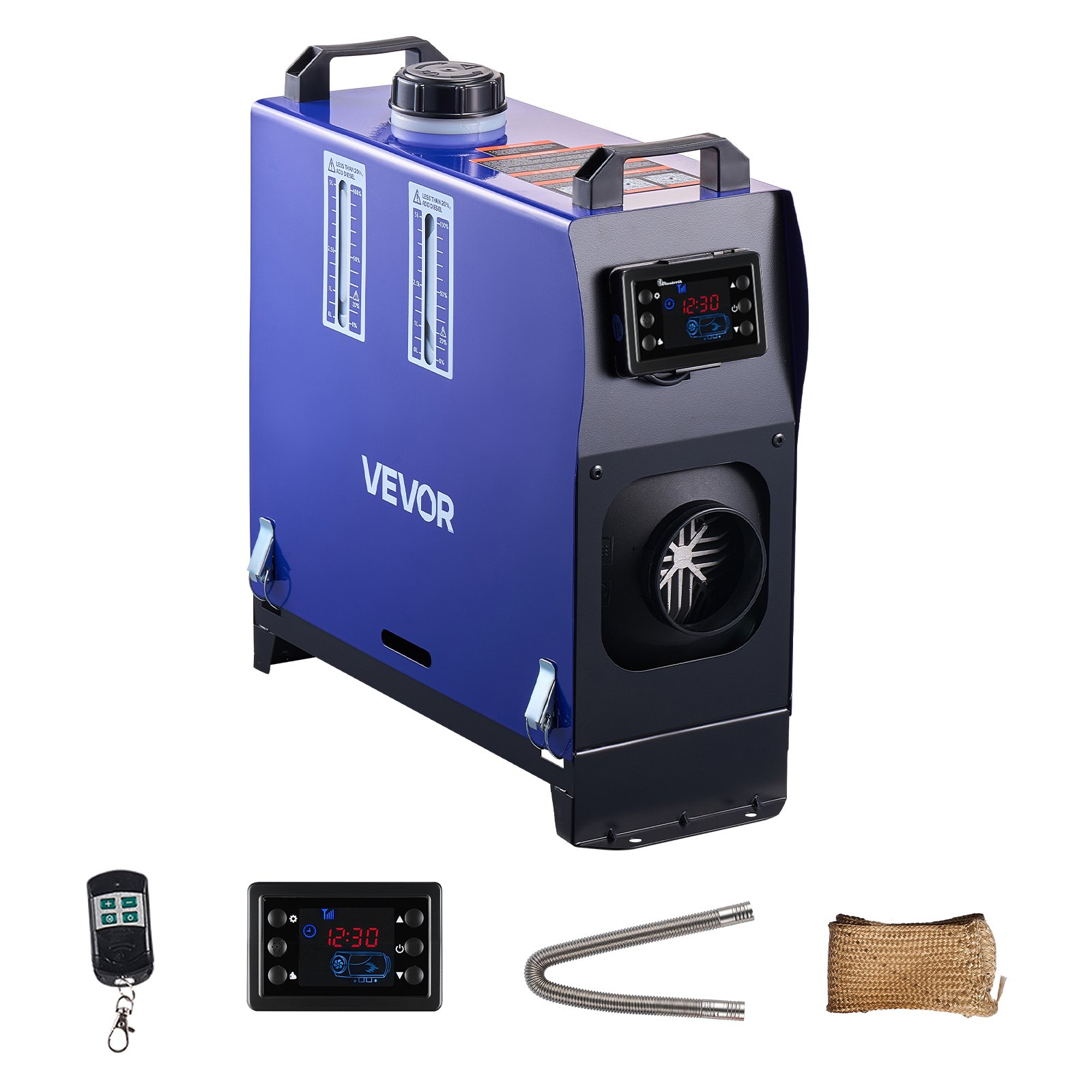 VEVOR Nagrzewnica powietrza na olej napędowy 12-24V 5-8KW Przenośna nagrzewnica postojowa z pilotem i ekranem LCD, niski poziom hałasu, zbiornik paliwa 5 l do ciężarówek, kamperów, SUV-ów, kamperów