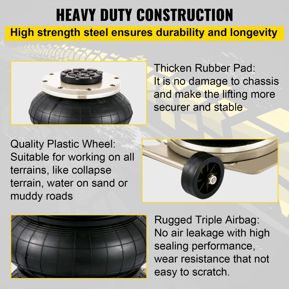 Podnośnik pneumatyczny VEVOR z potrójną poduszką powietrzną 6600lbs Quick Lift 3T Heavy Duty biały