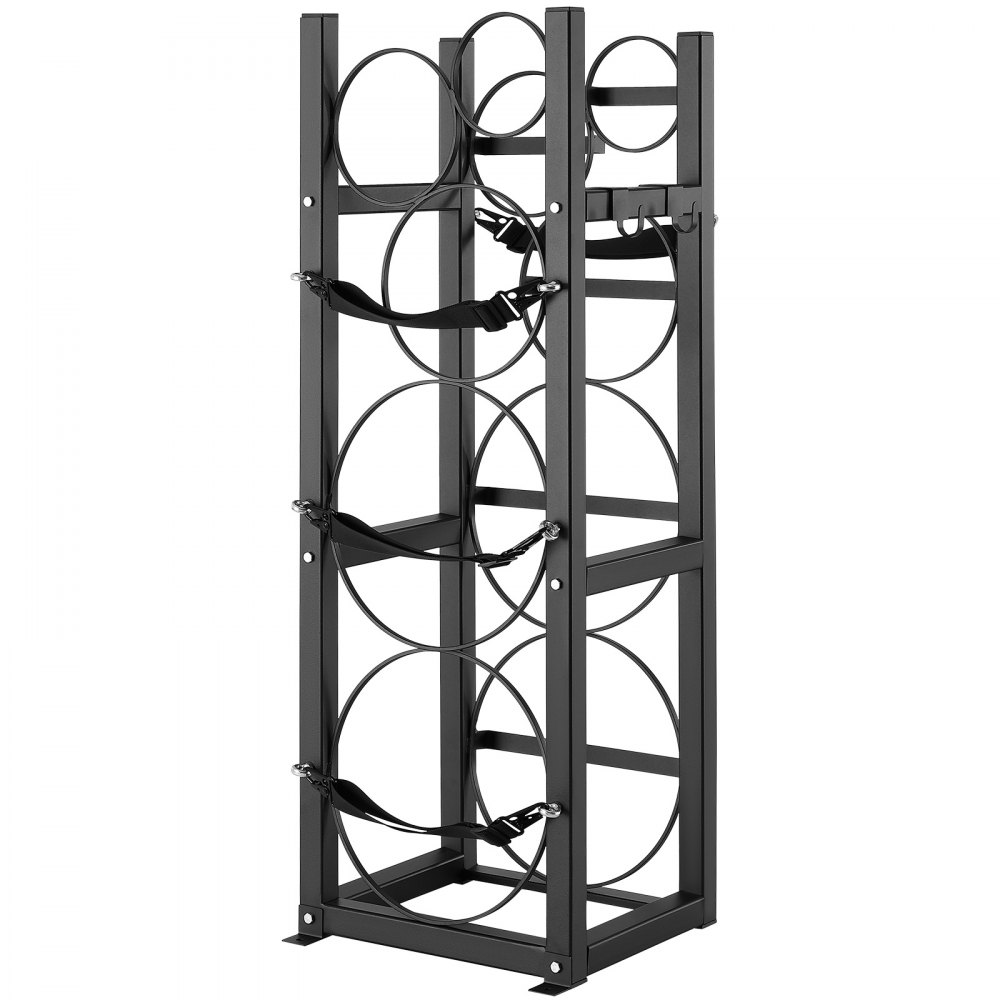 VEVOR refrigerant tank rack, with 2 x 30 lbs and 3 additional small bottle tanks, cylinder tank rack 12.79 x 12.99 x 47.12 inches, refrigerant cylinder rack and brackets for Freon, gases