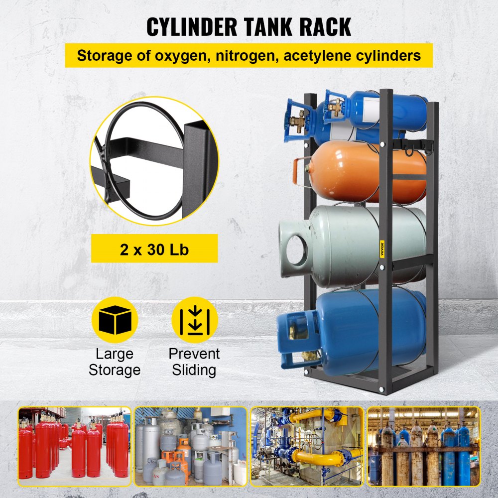 Stojak na butle z czynnikiem chłodniczym VEVOR z 2 x 30 lbs i 3 oszczędzającymi miejsce stojakami na butle cylindryczne 895 x 319 x 92 mm Stojak na butle z czynnikiem chłodniczym Stojaki i uchwyty na butle gazowe do przechowywania gazu, tlenu