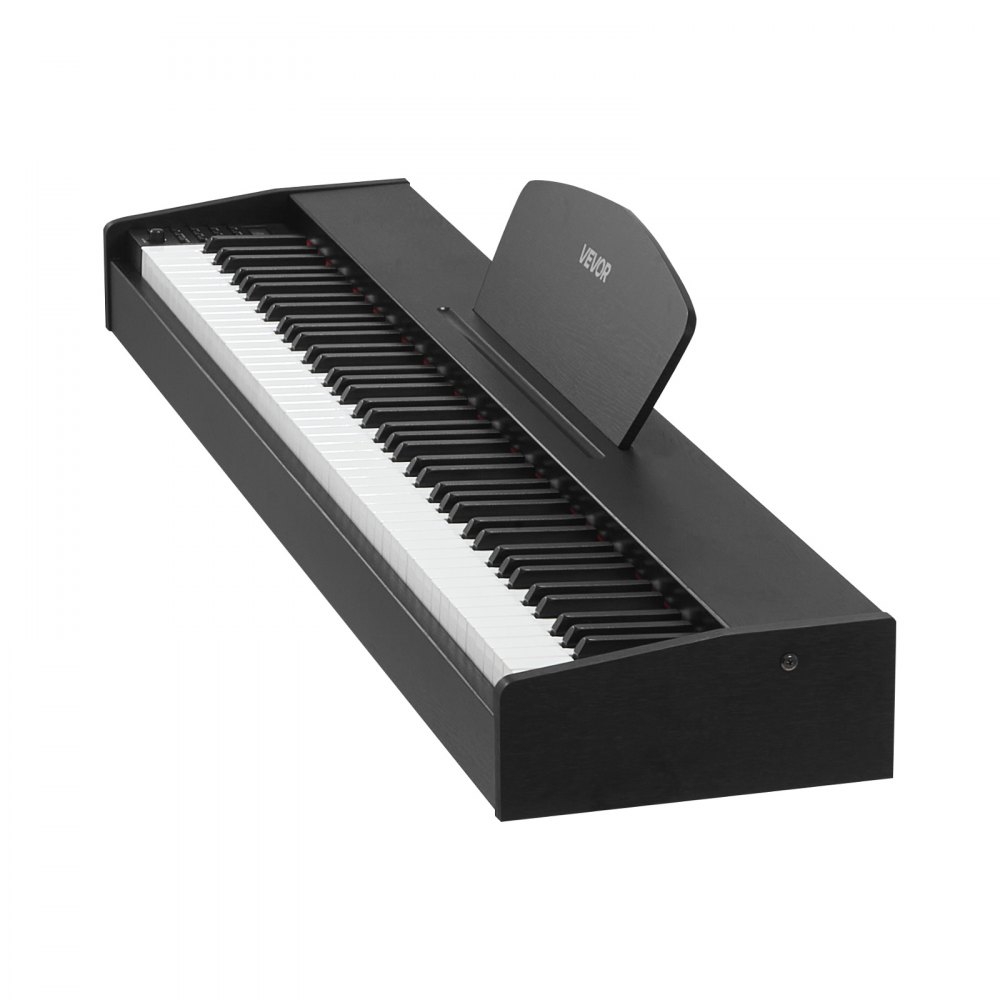 VEVOR Cyfrowe pianino ważone, 88 klawiszy w pełni ważonych, pianino elektryczne z podwójną klawiaturą i głośnikami, pulpit na nuty, pedał podtrzymujący, funkcja nagrywania, 280 nut, połączenie bezprzewodowe, dla początkujących, kolor czarny
