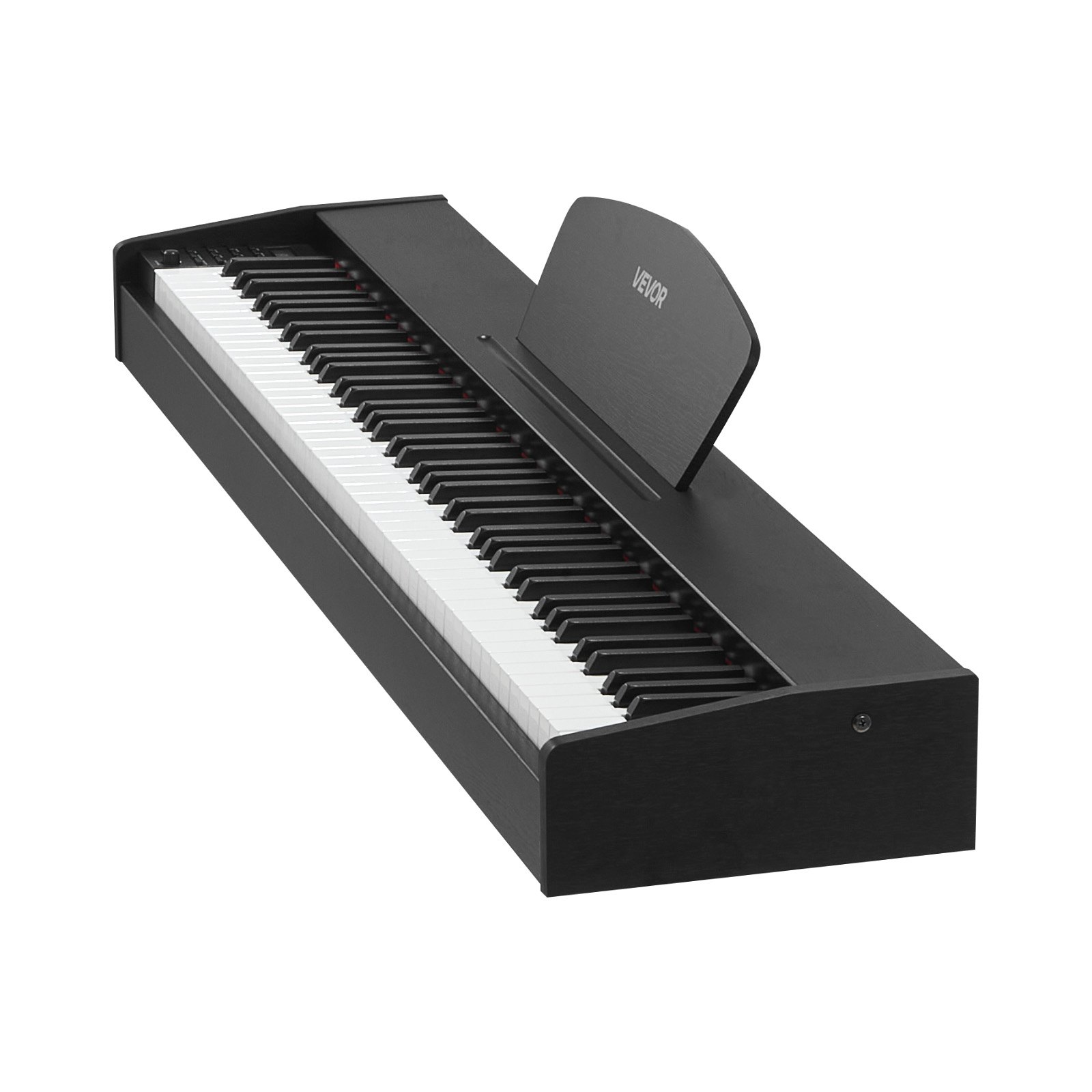 VEVOR Cyfrowe pianino ważone, 88 klawiszy w pełni ważonych, pianino elektryczne z podwójną klawiaturą i głośnikami, pulpit na nuty, pedał podtrzymujący, funkcja nagrywania, 280 nut, połączenie bezprzewodowe, dla początkujących, kolor czarny