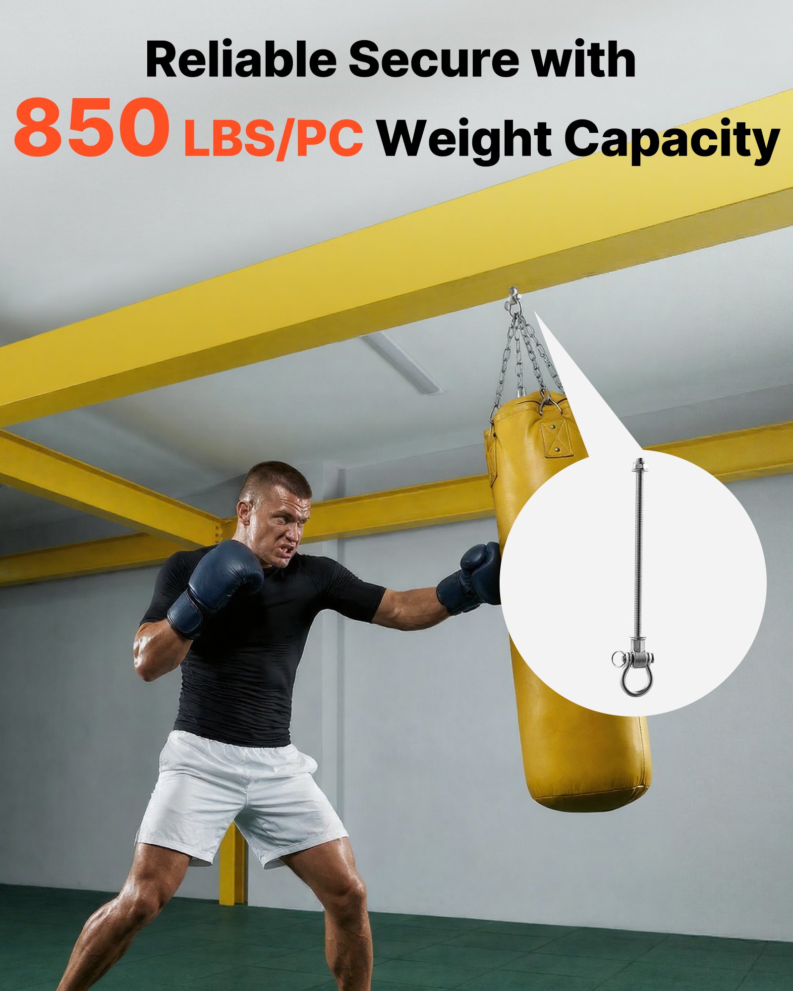 VEVOR Swing Hangers, 6 Pack Heavy Duty Swing Brackets, 386 kg Each Load Capacity, Smooth Bearing, Stainless Steel Hangers, Ideal for Hammocks Playground Porch Yoga Boxing Bag Indoor Outdoor, Silver