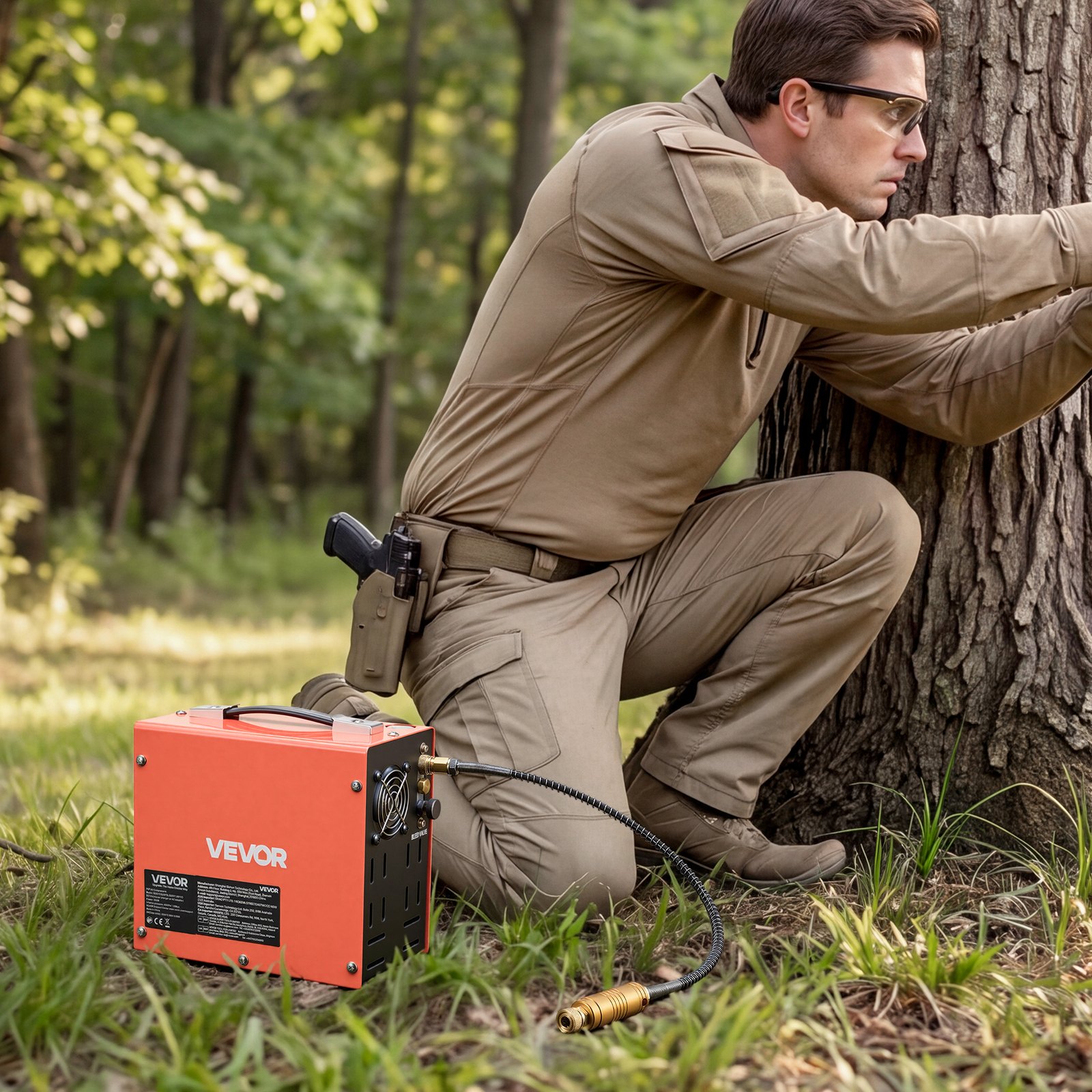 Kompresor powietrza VEVOR PCP 350 W, kompresor do karabinków pneumatycznych, 30 MPa, prąd stały 12 V, prąd zmienny 230 V, 4500 PSI, ciśnienie 300 barów, chłodzenie wentylatorem, zatrzymanie ręczne, konwerter do użytku domowego i samochodowego, kompresor wysokociśnieniowy do pistoletów pneumatycznych i butli nurkowych