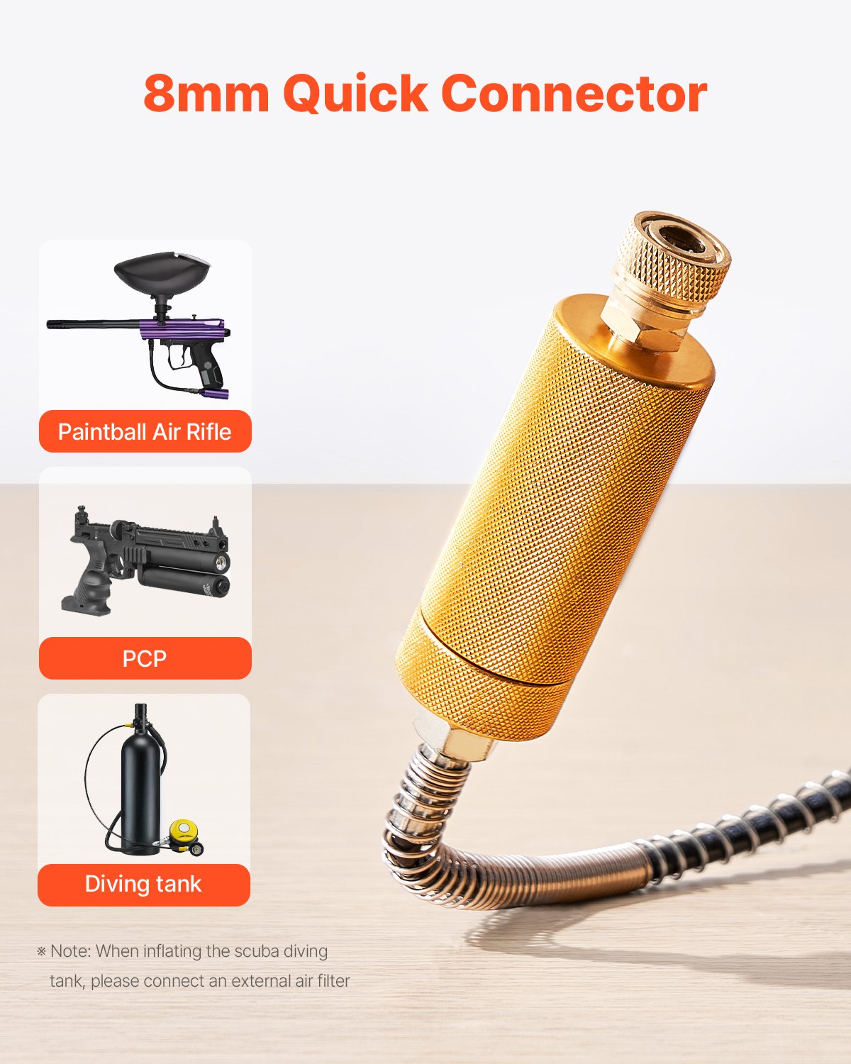 Kompresor powietrza VEVOR PCP, dwucylindrowy kompresor powietrza PCP o mocy 800 W do wiatrówek PCP, 310 barów/30 MPa, z wbudowanym wentylatorem i systemem chłodzenia, funkcją automatycznego zatrzymywania | Bezolejowy kompresor do paintballa, do wiatrówek i butli do nurkowania