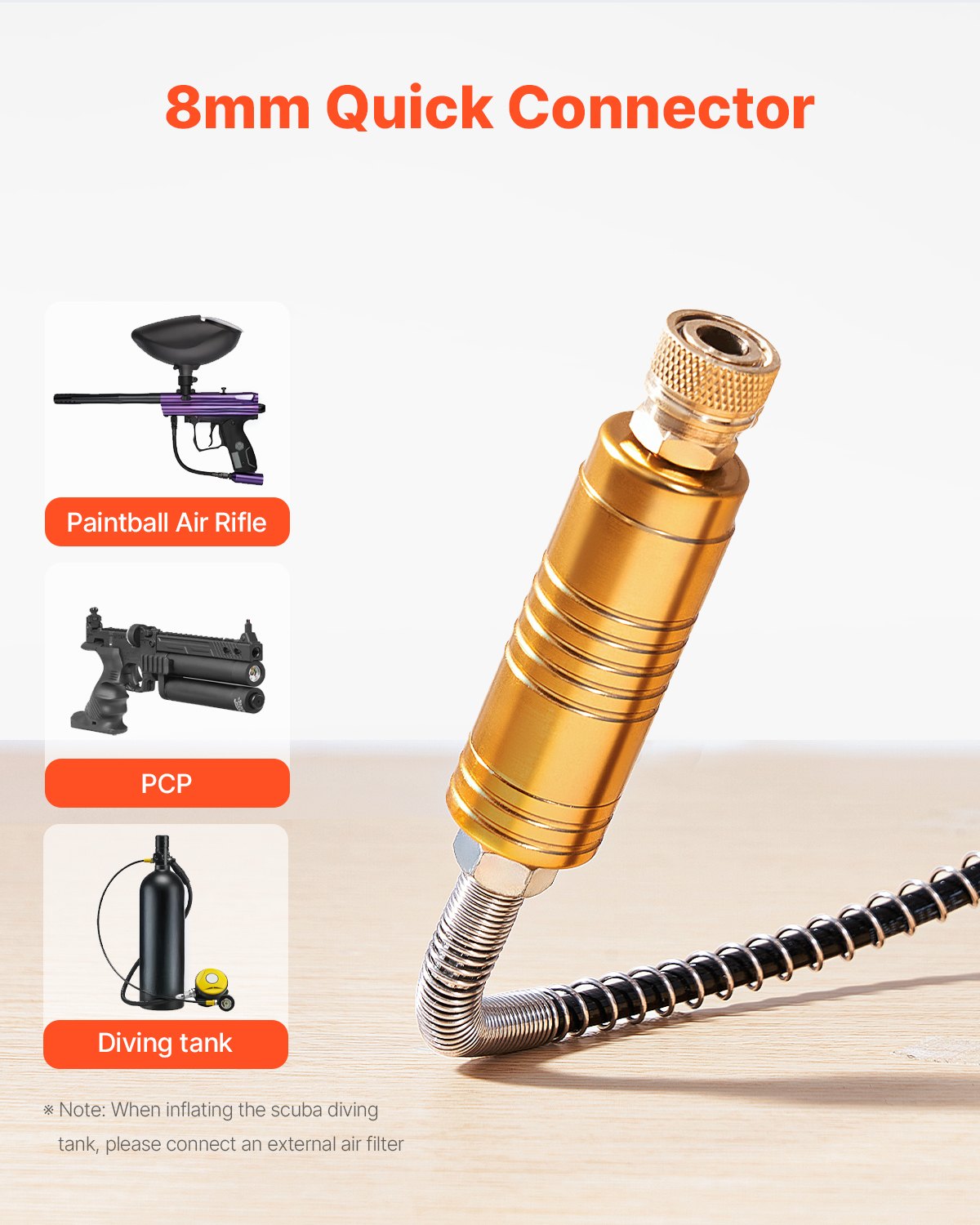 Kompresor powietrza VEVOR PCP, kompresor do wiatrówek PCP 4500 PSI/30 MPa z wbudowanym konwerterem i systemem chłodzenia wentylatorem, kompresor do paintballa z automatycznym zatrzymywaniem DC12V/AC230V do wiatrówek, butla do nurkowania