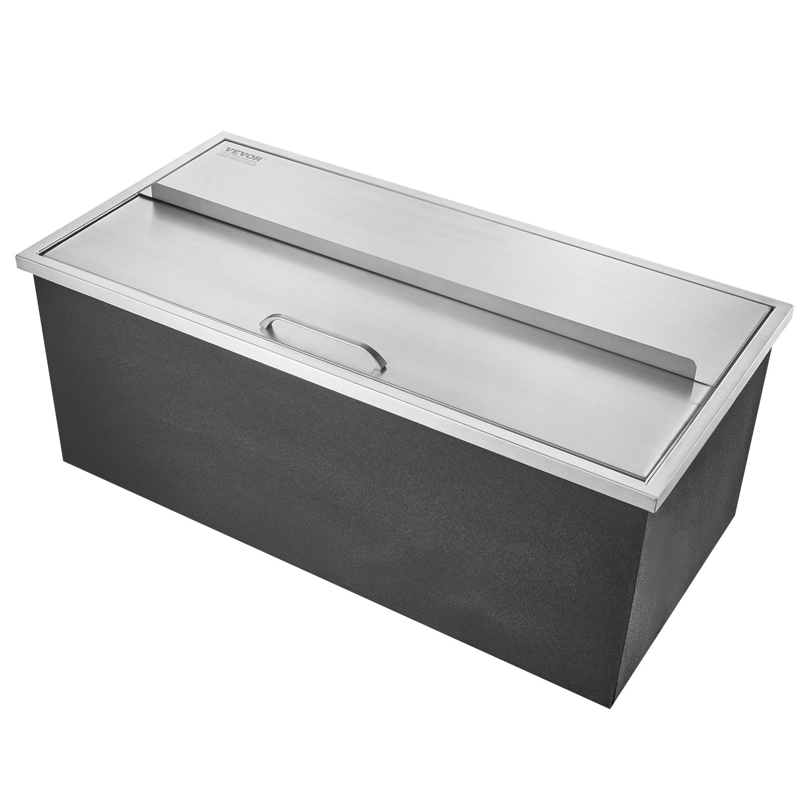 VEVOR 95,66 l Lodówka wpuszczana, 913 x 456 x 358 mm, stal nierdzewna, chłodziarka do lodu, komercyjny pojemnik na lód z przesuwaną pokrywą, wbudowana skrzynia do przechowywania lodu, rura spustowa i korek spustowy w zestawie