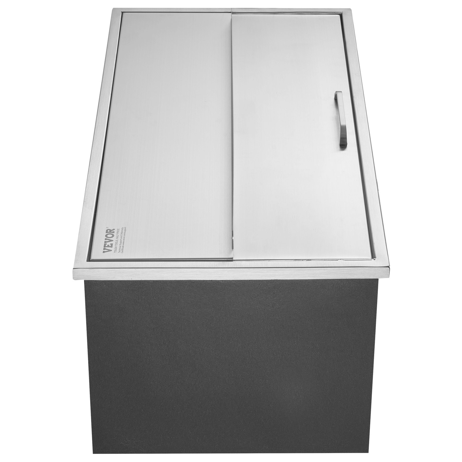 VEVOR 95,66 l Lodówka wpuszczana, 913 x 456 x 358 mm, stal nierdzewna, chłodziarka do lodu, komercyjny pojemnik na lód z przesuwaną pokrywą, wbudowana skrzynia do przechowywania lodu, rura spustowa i korek spustowy w zestawie
