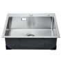VEVOR Kitchen Sink, Built-in Sink, 68 x 45 x 19 cm, Stainless Steel, Top-Mounted Sink, Single Bowl with Accessories, Household Sink for RV, Preparation Kitchen, Bar