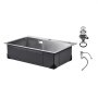 VEVOR Kitchen Sink, Built-in Sink, 68 x 45 x 19 cm, Stainless Steel, Top-Mounted Sink, Single Bowl with Accessories, Household Sink for RV, Preparation Kitchen, Bar