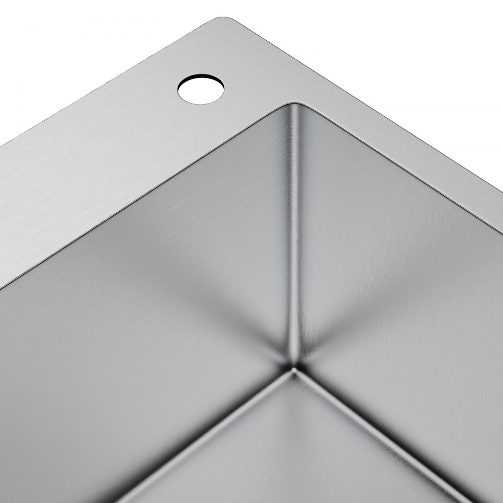 VEVOR 635 x 558 mm zlew kuchenny do zabudowy, zlew nablatowy z pojedynczą komorą i akcesoriami, zlewozmywak do domowych zmywarek do pracy, samochodu kempingowego, zlewozmywaka kuchennego i barowego