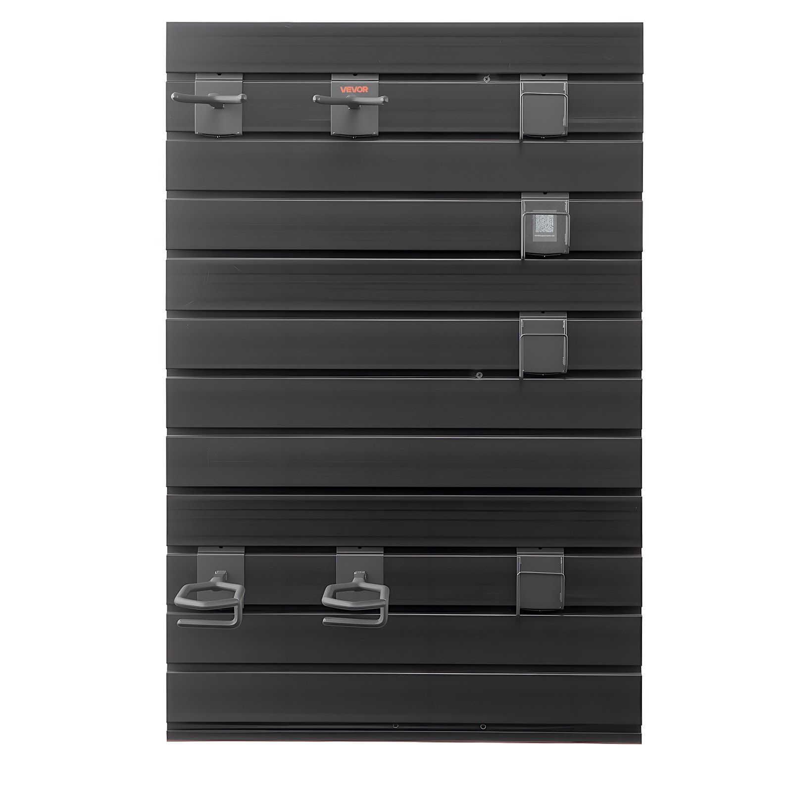 VEVOR Stojak na broń do montażu na ścianie na 2 karabiny i 4 pistolety, uchwyt na karabin z haczykami, stojak na karabin wykonany ze stali węglowej (rama) i PVC (panel tylny), modułowy system przechowywania broni