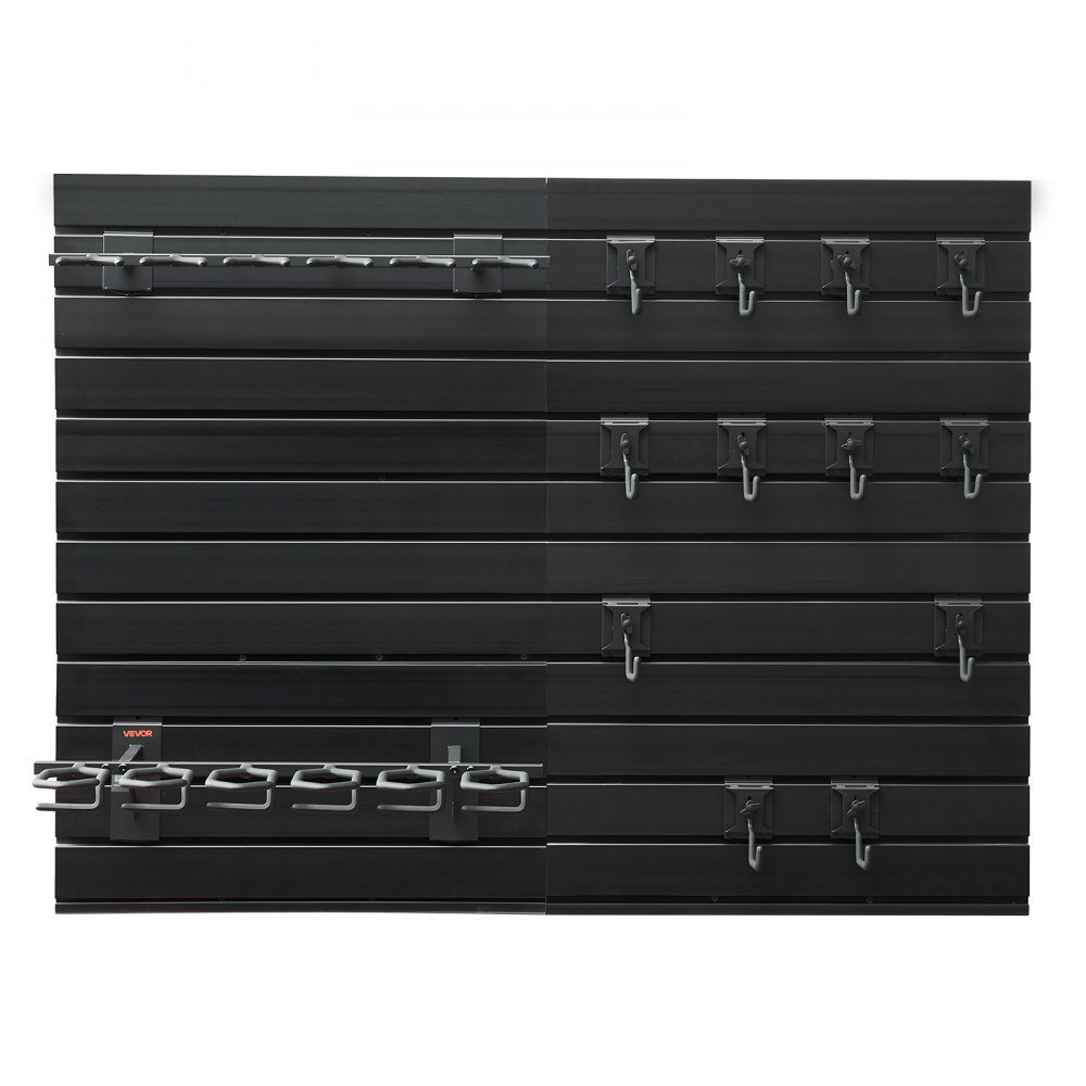 VEVOR Stojak na broń do montażu na ścianie na 6 karabinów i 6 pistoletów oraz akcesoria do broni, uchwyt na broń z hakiem G, stojak na broń wykonany ze stali węglowej (rama) i PVC (panel tylny), modułowy stojak do przechowywania broni