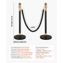 VEVOR Stanchion Post, 8 Pcs Crowd Control Barrier Set with 6 Black Velvet Ropes, Heavy Duty Stainless Steel Stanchion Post Queue with Hollow Base for Theater, Party, Wedding, Exhibition, Event (Black)
