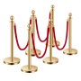 VEVOR Stanchions and Velvet Ropes 6Pcs, Hollow Base with Stainless Steel Post, 4 Red Velvet Ropes and Posts, Crowd Control Barriers Gold Stanchions, Red Carpet Runner Poles for Party Supplies