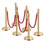 VEVOR Stanchions and Velvet Ropes 6Pcs, Hollow Base with Stainless Steel Post, 4 Red Velvet Ropes and Posts, Crowd Control Barriers Gold Stanchions, Red Carpet Runner Poles for Party Supplies