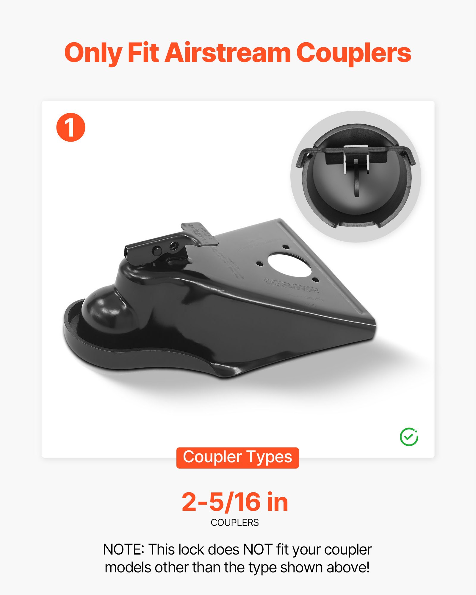 Blokada przyczepy VEVOR, Φ142 x 175 mm, kompatybilna z zaczepami 58,7 mm, blokada antykradzieżowa z 3 kluczami, odporna na korozję, blokada o wysokim poziomie bezpieczeństwa do kamperów, przyczep i łodzi