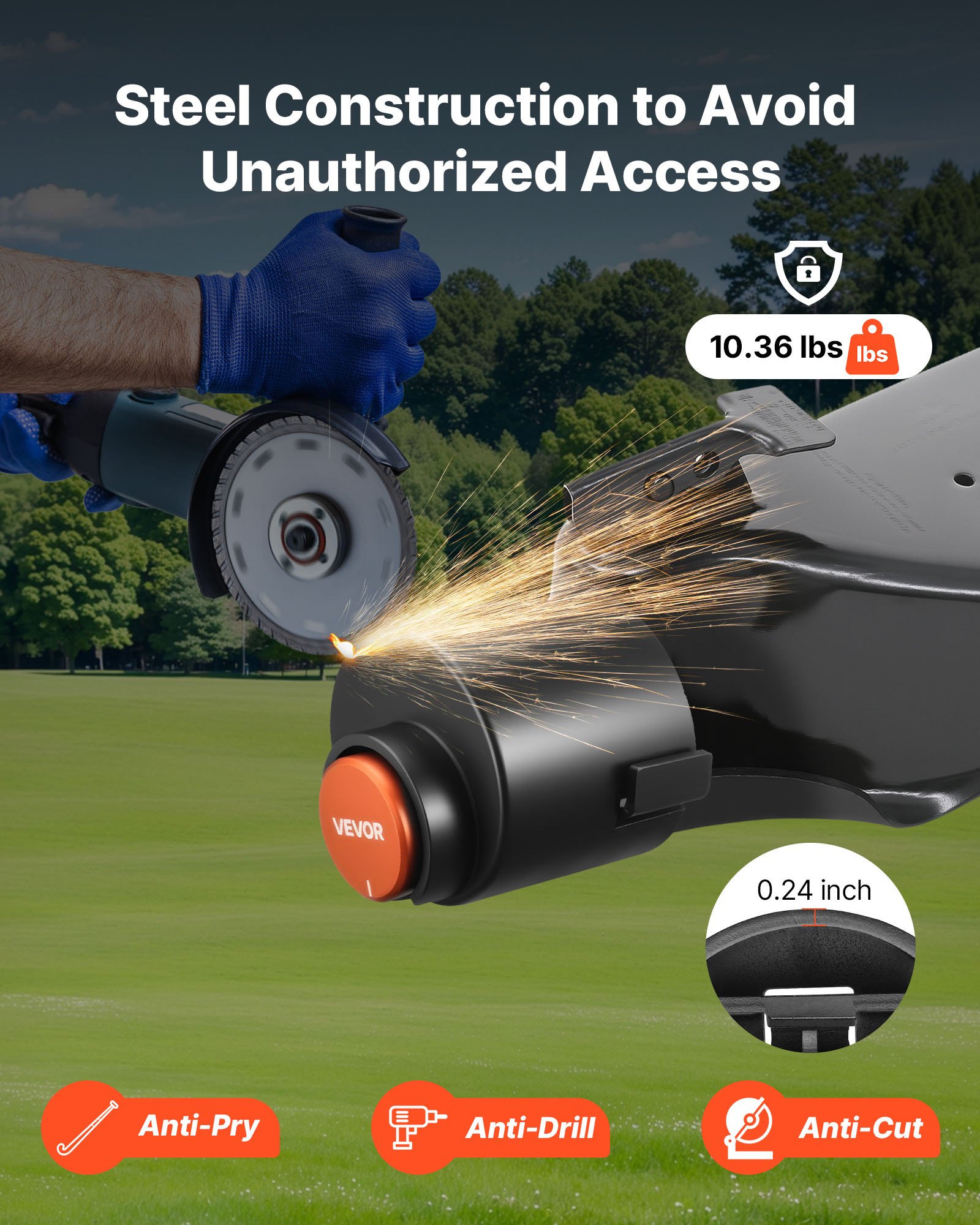 Blokada przyczepy VEVOR, Φ142 x 175 mm, kompatybilna z zaczepami 58,7 mm, blokada antykradzieżowa z 3 kluczami, odporna na korozję, blokada o wysokim poziomie bezpieczeństwa do kamperów, przyczep i łodzi