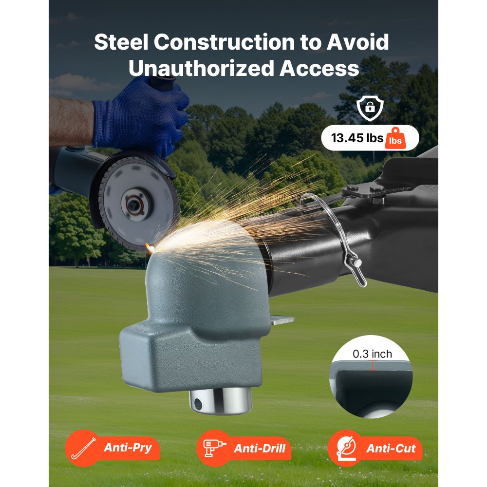 Blokada przyczepy VEVOR, kompatybilna z zaczepami Cast/Bulldog o średnicy 58,7 mm, blokada antykradzieżowa z 3 kluczami, odporna na korozję, blokada o wysokim poziomie bezpieczeństwa, do kamperów, przyczep i łodzi