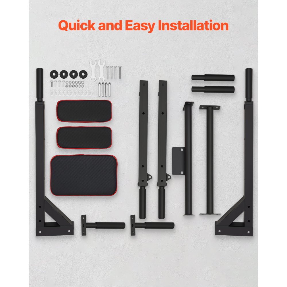 VEVOR Wielofunkcyjny drążek do podciągania, stacja do dipów montowana na ścianie do domowej siłowni, wytrzymałe stalowe drążki do podciągania do treningu górnych partii ciała, zestaw Power Tower, sprzęt do ćwiczeń fitness, 200 kg