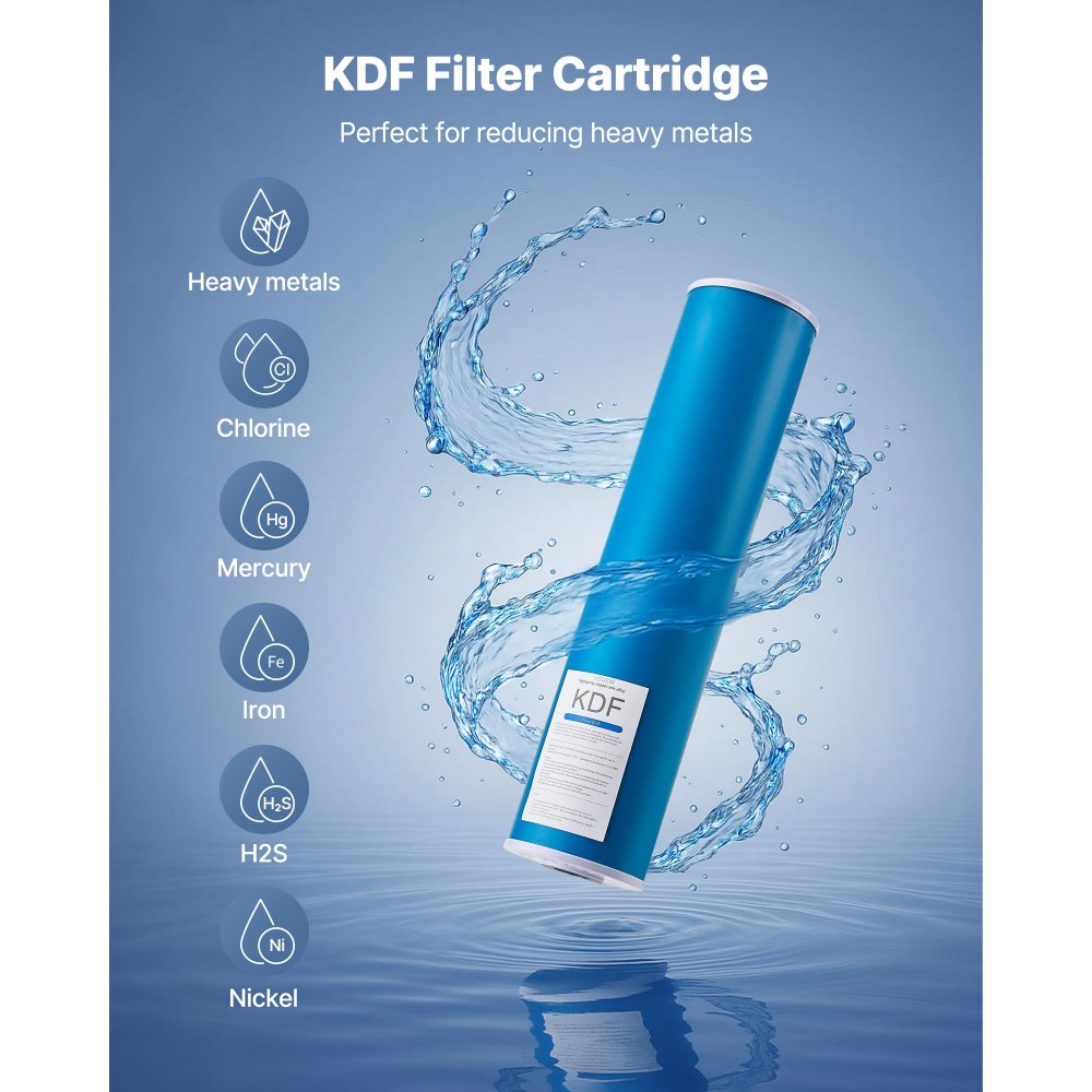 Wkład wymienny do filtra wody VEVOR do całego domu, 115 x 507 mm, filtr KDF z węglem aktywnym z łupin orzecha kokosowego do systemu filtracji wody, redukuje chlor oraz nieprzyjemny smak i zapach