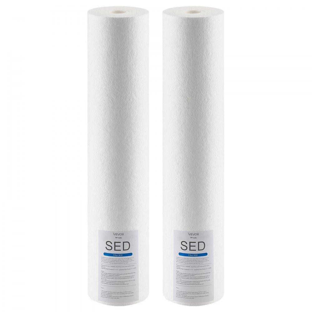 VEVOR 2-pak wkładów wymiennych do filtra wody na cały dom, 115 x 507 mm Filtr osadowy z polipropylenu do 3-stopniowego systemu filtracji wody, redukuje chlor oraz nieprzyjemny smak i zapach