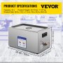 VEVOR Digital Ultrasonic Cleaner Ultradźwiękowa maszyna czyszcząca Stal nierdzewna 22L