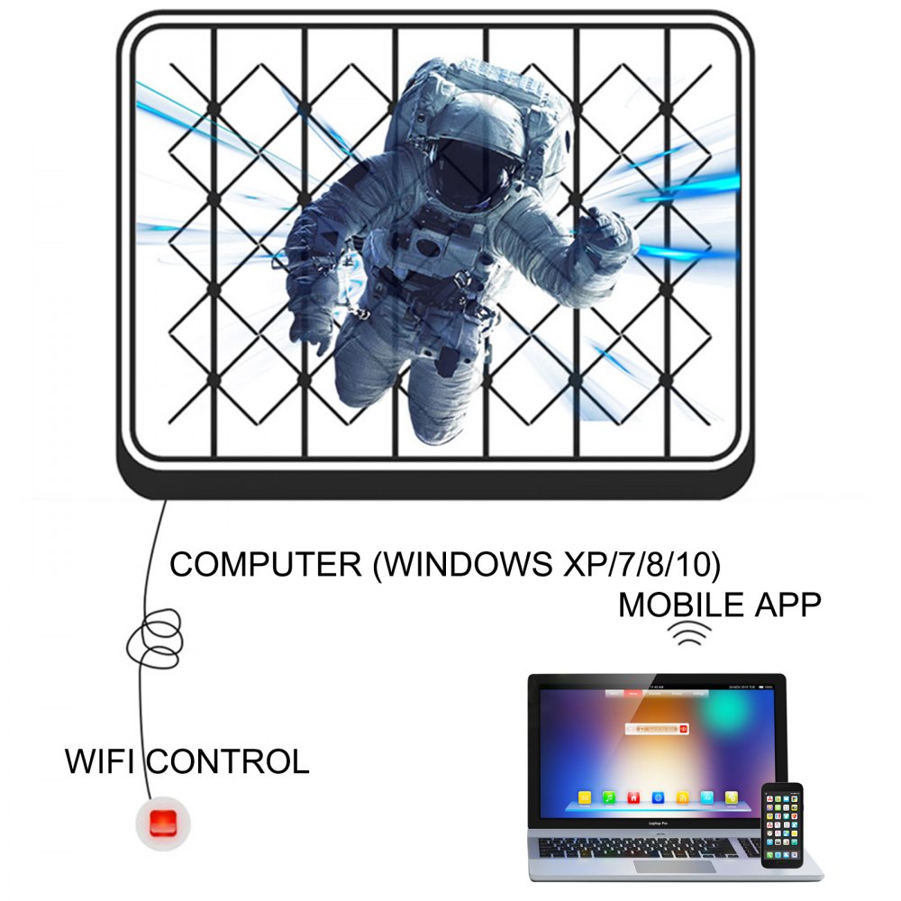 VEVOR 3D Hologram Projektor LED Holograficzny wyświetlacz Wentylator 42 cm Maszyna reklamowa