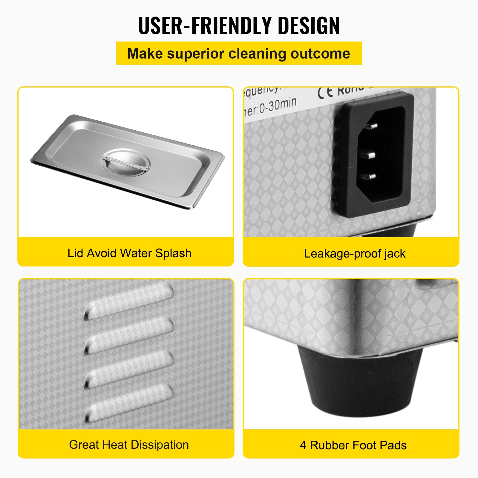 VEVOR Ultradźwiękowa myjka 0,8 l, ultradźwiękowe urządzenie czyszczące 40 kHz, ultradźwiękowa myjka do biżuterii 35 W, cyfrowa ultradźwiękowa myjka z wyświetlaczem LED, ultradźwiękowe urządzenie czyszczące do okularów