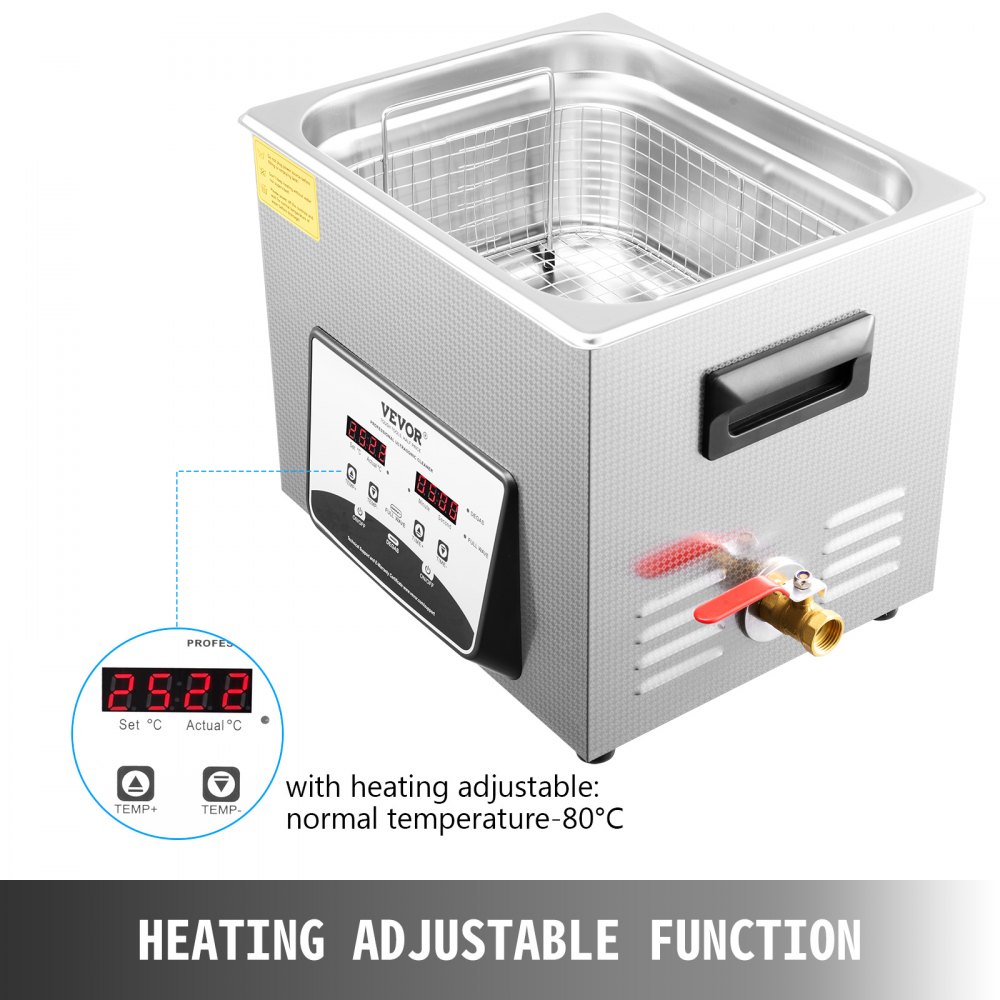 VEVOR 10L Digital Ultrasonic Cleaner 40kHz Ultrasonic Cleaner Jewelry Cleaning Ultrasonic Ultrasonic Cleaning Device Eyeglass Cleaning Device with Heater Timer