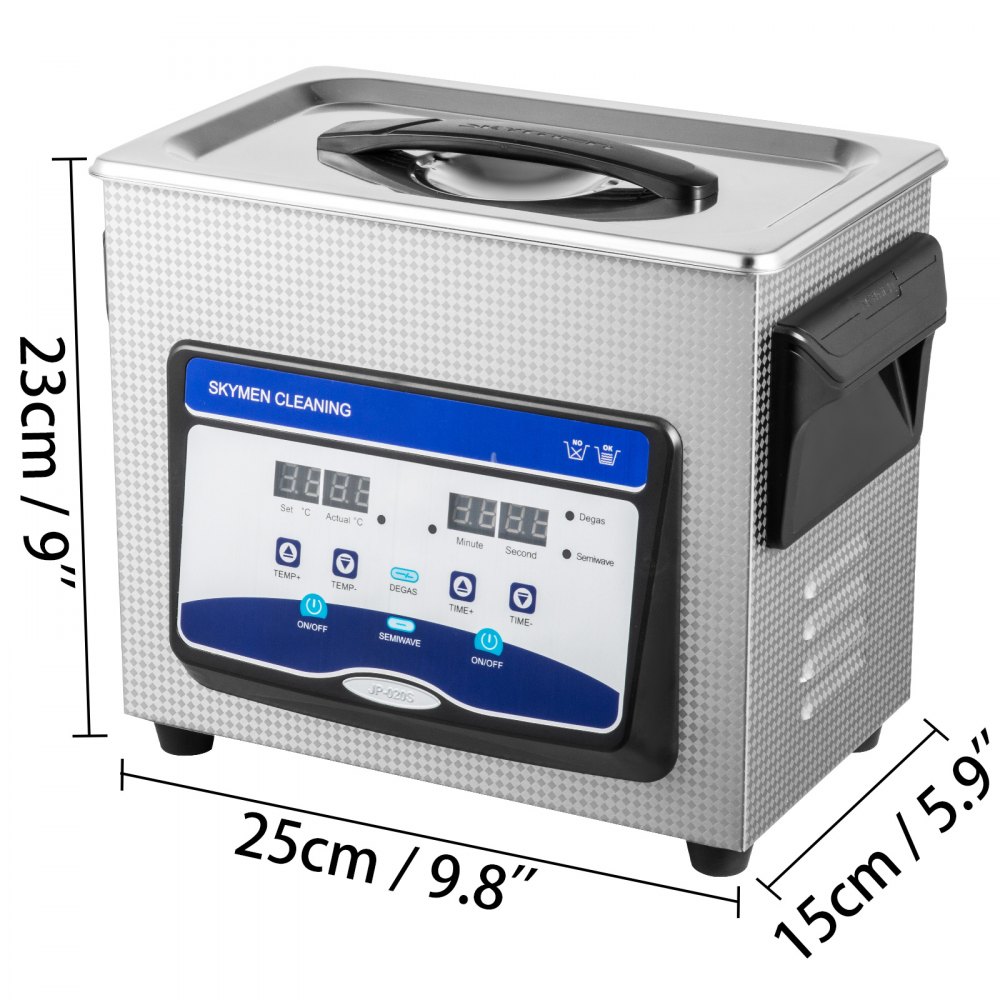 VEVOR 3.2L Cyfrowa myjka ultradźwiękowa 40 kHz Czyszczenie biżuterii Urządzenie do czyszczenia ultradźwiękowego Urządzenie do czyszczenia okularów z timerem grzania