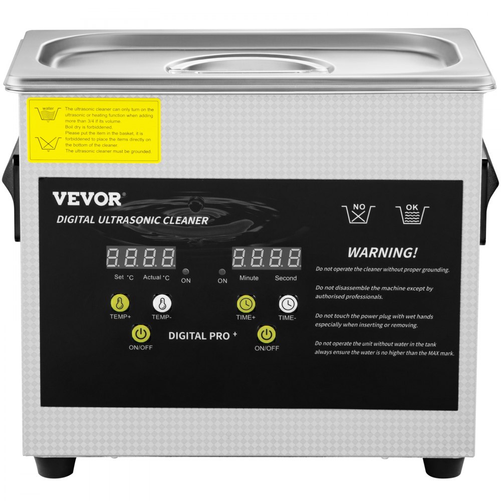 VEVOR 3L Ulepszona myjka ultradźwiękowa (grzałka 200 W, ultradźwięki 120 W) Profesjonalna cyfrowa laboratoryjna myjka ultradźwiękowa z timerem nagrzewania do czyszczenia biżuterii i szkieł